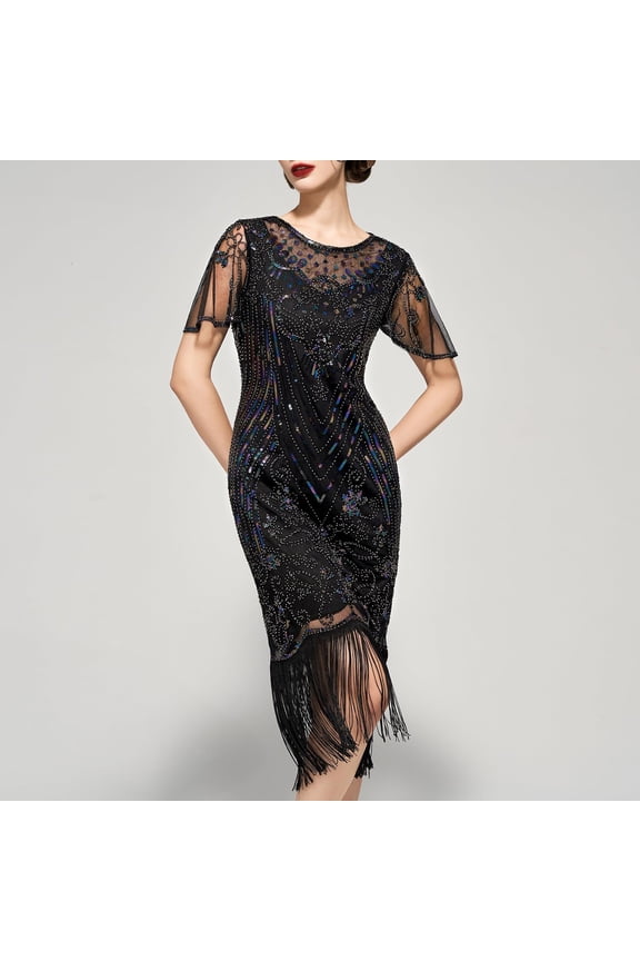 Flapper Dresses 1920s Dresses For Women Lace Neck Great Dresses For Women Roaring 20s With Sleeve For Harlem Nights//Party Sweetheart Neckline Dress plus Size Dress Tops Long Sleeve plus Size Dress