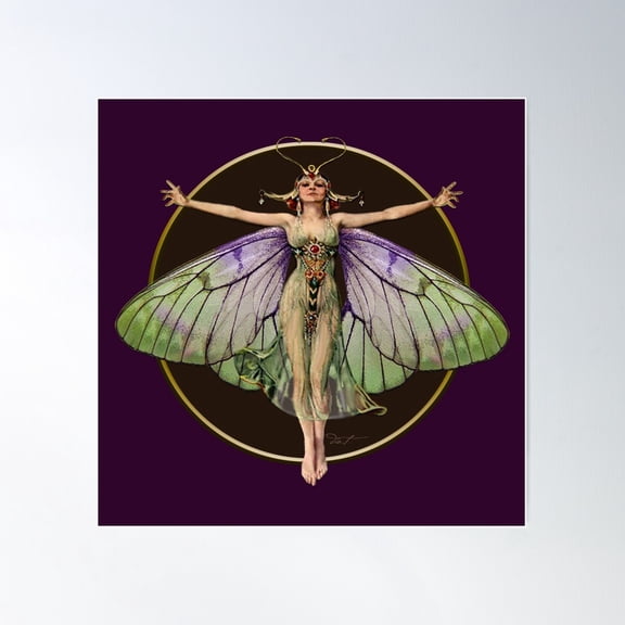 Flapper Fairy Moth Wings Poster Wall Art, Modern Wall Decor For Living Room Bedroom, 8x12 UNFRAMED