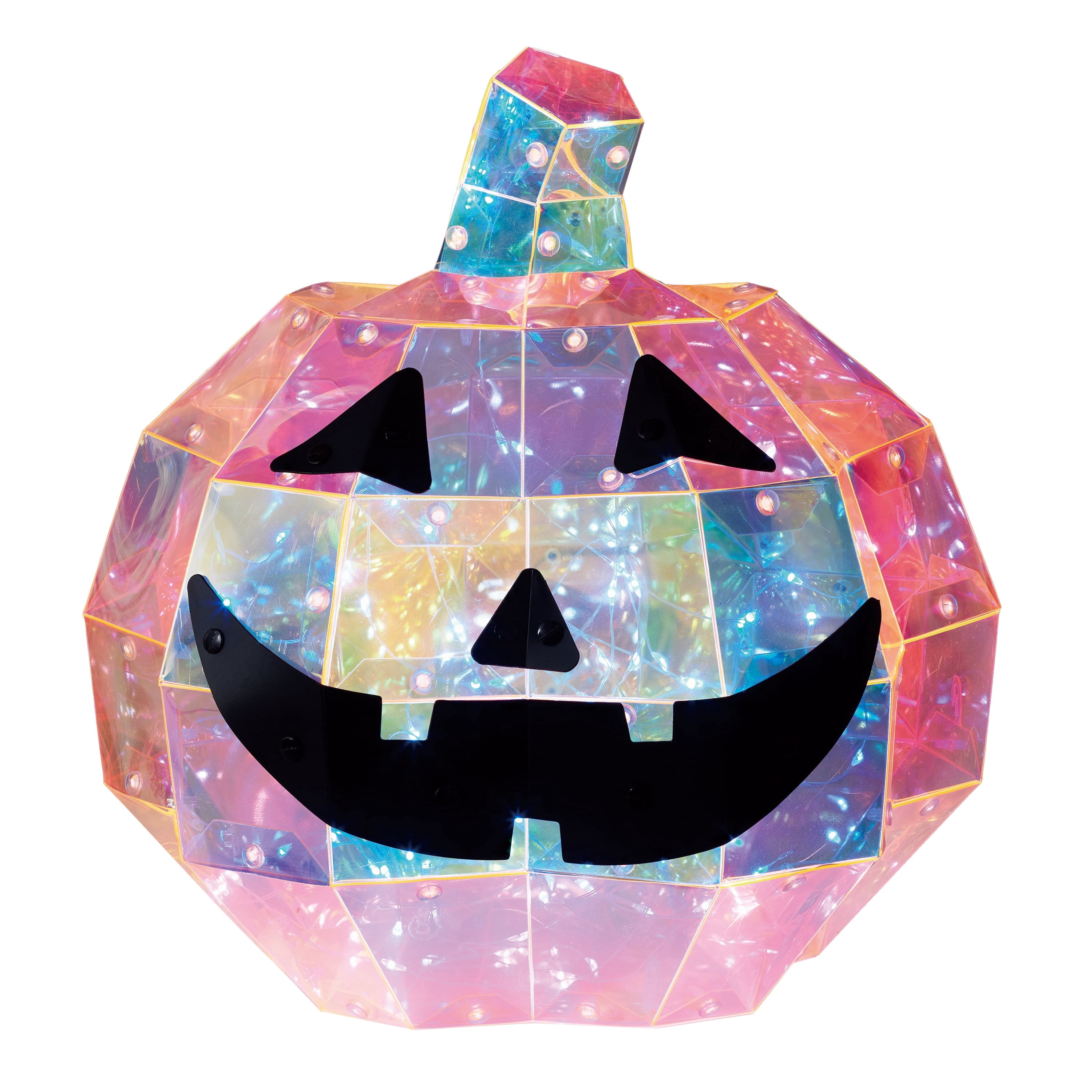 Indoor/Outdoor Battery-Operated LED Prismatic Pumpkin Decoration, Orange, 9.8", Halloween by Way To Celebrate
