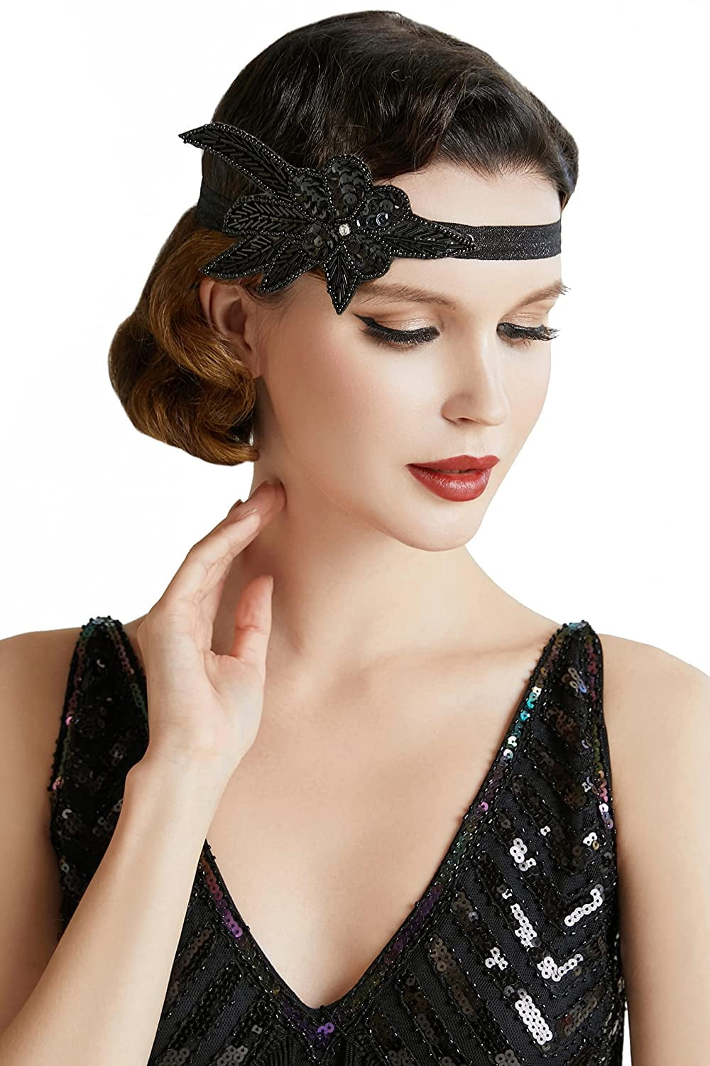 Flapper Headband Crystal Great Gatsby Headpiece Vintage 20s Flapper Gatsby  Accessories - Walmart.com, image size:1000x1500