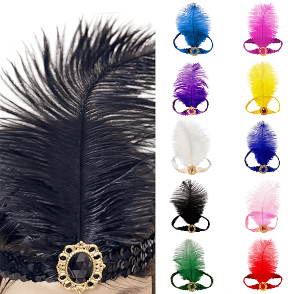 Flapper Headband LSQii Retro Trendy 1920s Sparkling Sequin Rhinestone Headpiece Showgirl for Dance Carnival Party Black Headband 10 Color Fashion Accessories Under $5