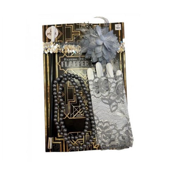 Flapper Set - 1920's - Grey/Silver - Costume Accessory - Adult Teen