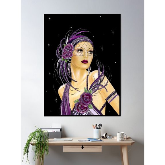 Flapper : Vintage 1930 Art Deco Print Poster Wall Art, Modern Wall Decor For Living Room Bedroom, 12x18 UNFRAMED