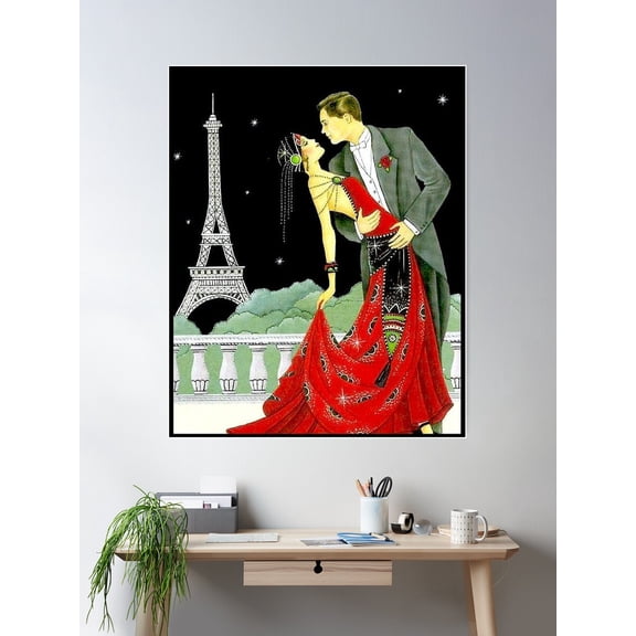 Flapper : Vintage Dancing In Paris Print Poster Wall Art, Modern Wall Decor For Living Room Bedroom, 24x36 UNFRAMED