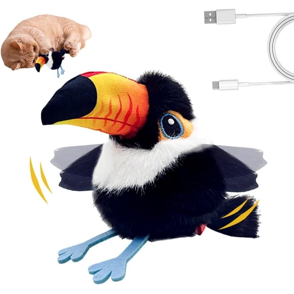 Flapping Bird Cat Toy, 2026 Upgraded Interactive Flying Chirping Bird Toys, Rechargeable Cat Toy with Touch Activated for Indoor Cats