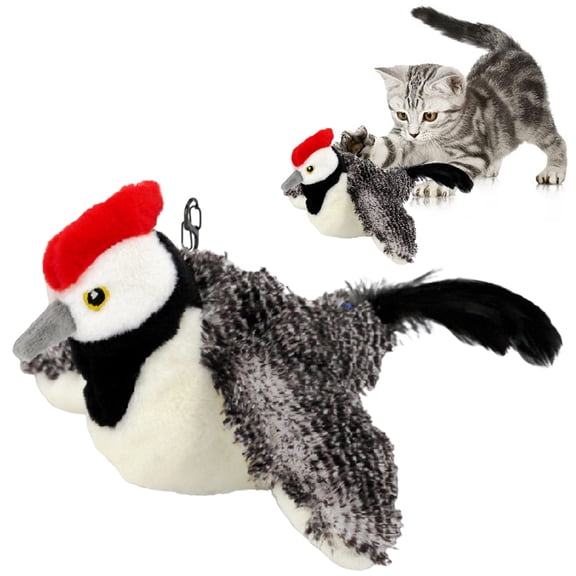 Flapping Bird Cat Toy, Chirping Interactive USB Rechargeable Toy for Indoor Cats and Small Dogs, Motion-Activated Wings, Multi-Sensory Hunting Fun, No-Fly Tangle-Free Base cat toys birds flying