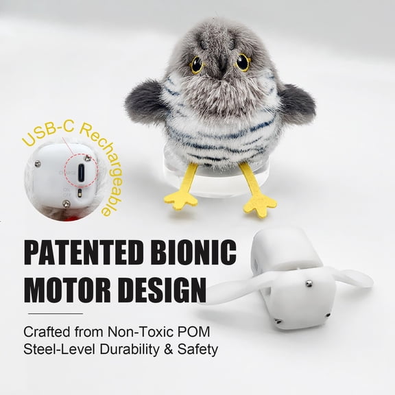 Flapping Bird Toys with Sound for Cat, Rechargeable Touch Activated Kitten Toy, Interactive Flapping Flying Bird Cat Toy, Self Entertaining Simulation Birds Automatic Cats Teasing Stick