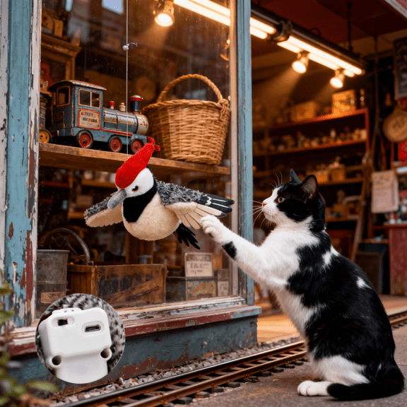 Flappy Bird Cat Toy, Toys Simulated Sounds, Interactive Realistic Flapping Chirping, for Play Pouncing Batting, Chirping Birds Cats Toys Flapping Wings | Red