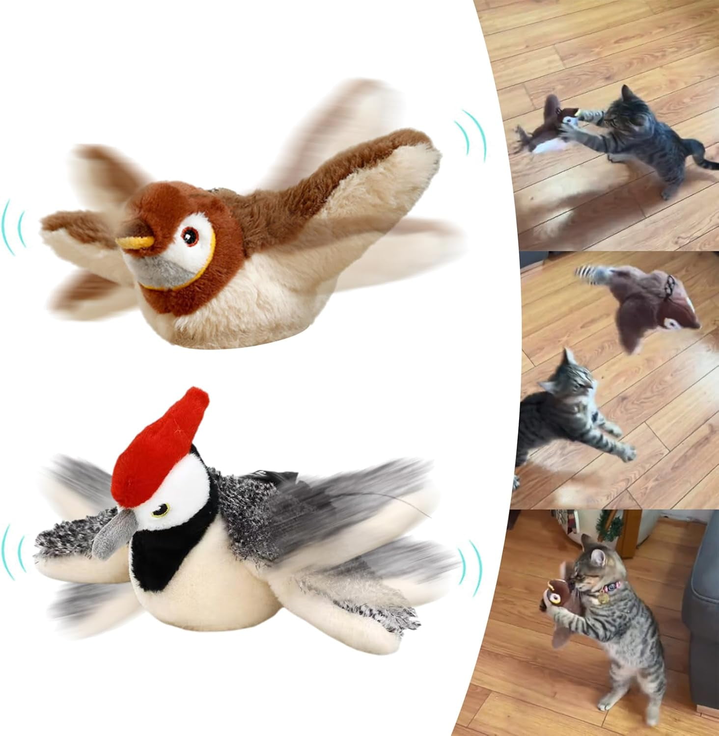 Donubiiu Bewegender Katzenvogel - Interaktives Katzenspielzeug Mit Vogelgeräuschen Für Aktive Katzen