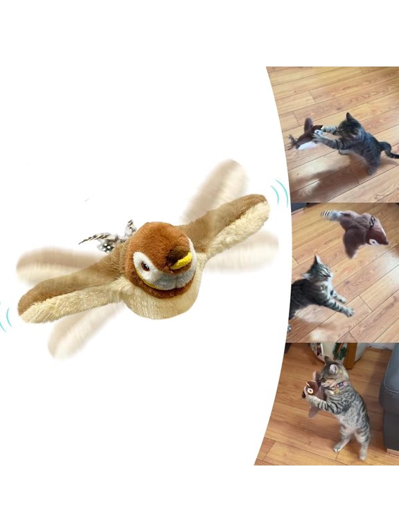 Cat Toy, Flappy Chase Bird Cat Toy, FlappyChase Interactive Cat Toy, Chirping Bird Cat Toy Flapping Wings, Flying Interactive Electric Sparrow Bird (Sparrow*1)