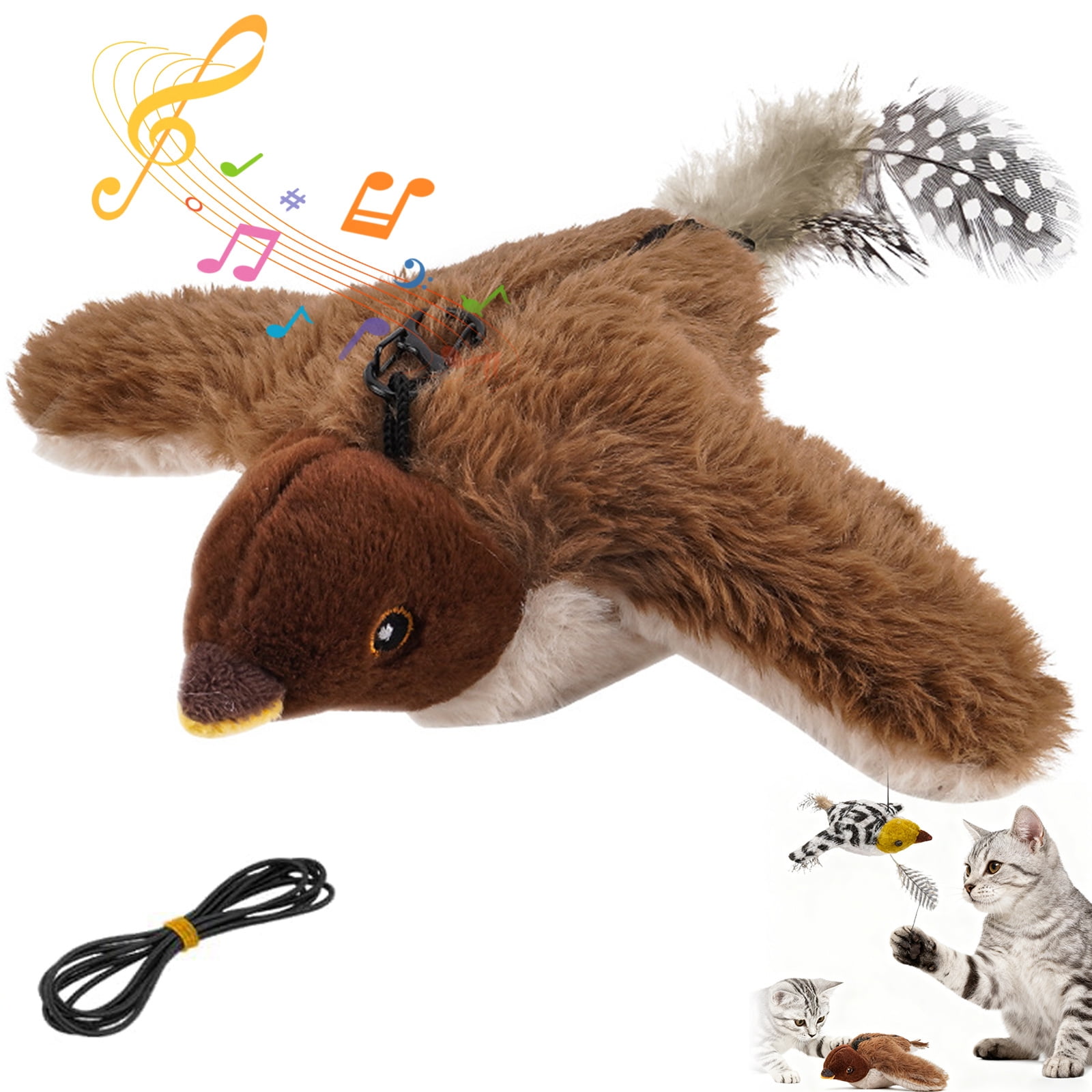 Flappy Flying Bird Cat Toy with Flapping & Chirping Sounds (NO Flying) – 2026 New Interactive Chirping Bird Cat Toy, Indoor Exercise Toy for Bored Cats