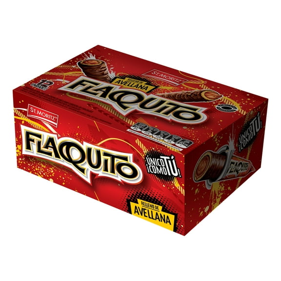 Flaquito Choco Avellana Hazelnut Wafer Bars, Milk Chocolate, 12 Pack (30g / 1.06oz Each)
