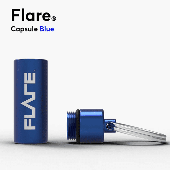 Flare Audio Capsule Blue - Tough Lightweight Aluminium, Water-Proof, Keychain