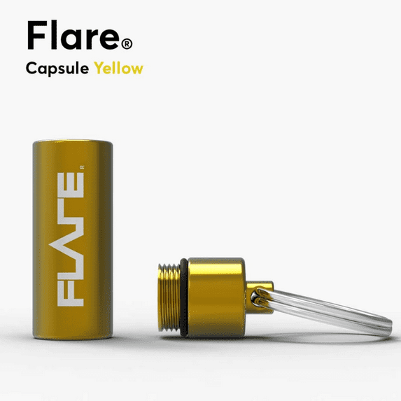 Flare Audio Capsule Yellow - Tough Lightweight Aluminium, Water-Proof, Keychain