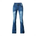 thumbnail image 1 of Flare Denim Pants for Women Fashion Slim Fitness Button Zip Jeans, 1 of 7