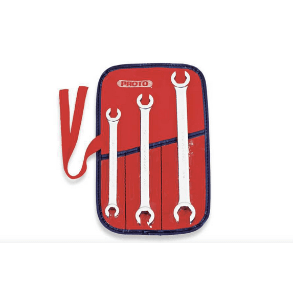 Flare Double End Wrench Set, 3Pieces, 6Pts