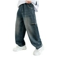 thumbnail image 1 of Flare Jeans Juniors Boy's Stretch Comfy Ripped Jeans Skinny Fit Destroyed Distressed Fashion Washed Denim Jeans Pants 3-16 Years, 1 of 7