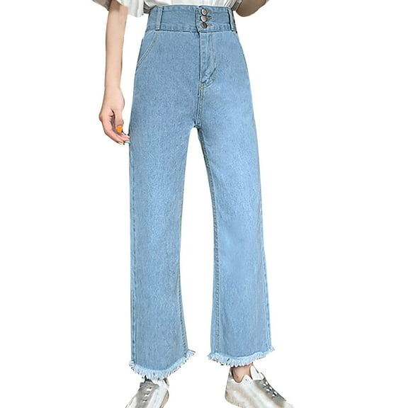 Flare Jeans for Women Stretchy High Waisted Denim Pants Straight Wide Leg Pant Casual Slim Fit Tights Fashion Elegant Lounge Trousers Business Office Wear Fall Spring Outfits