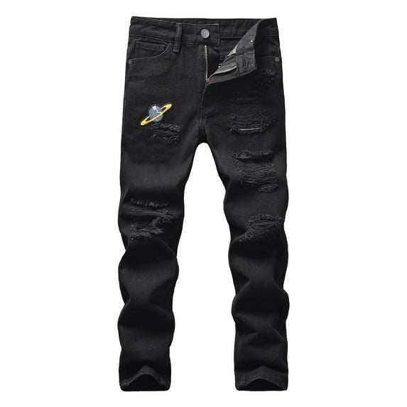 Flare Jeans for Girls Size 8 Baggy Ripped Denim Jeans for Boys Straight Wide Leg Distressed Hip Hop Loose Fit Casual Denim Pants with Pockets