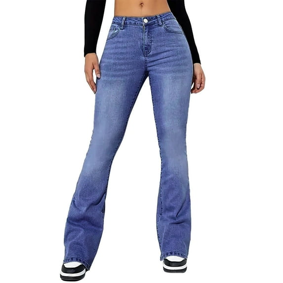 Flare Jeans for Women, Audhol 2025 New Retro Ripped Jeans Woman Fashion Slim Fit Jeans Womens Flare Jeans Blue2 2XL