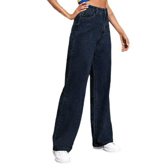 Flare Jeans for Women High Waisted,Y2k Vintage Mom Jeans Woman 90s High Waisted Wide Leg Boyfriend Cowgirl Denim Pants,Dark Blue 3XL