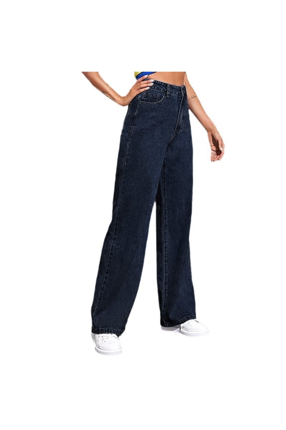 Flare Jeans for Women High Waisted,Y2k Vintage Mom Jeans Woman 90s High Waisted Wide Leg Boyfriend Cowgirl Denim Pants,Dark Blue XL