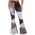 thumbnail image 1 of Flare Jeans for Women Patchwork High Waist Stretch Slimming Color Block Wide Leg Pants Rise Skinny, 1 of 10