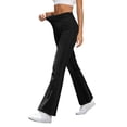 thumbnail image 1 of Flare Jeans for Women Solid Color Stretch Denim Flared Pants Elastic Waistband Multi Pocket Styling Casual High Rise Slimming Straight Denim Pants, 1 of 9