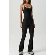 Flare Jumpsuit: Spaghetti Straps, Scoop Neck, Bodycon Full Length - Casual Unitard Playsuit for Trendy Style