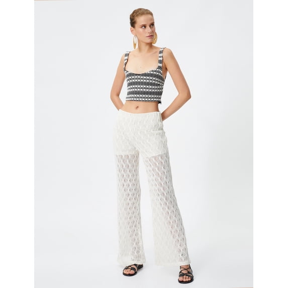 Flare Leg Ajore Lined Crochet Trousers