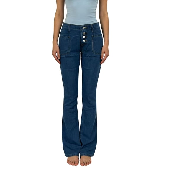 Flare Leg Jeans for Women, Audhol Women's Flare Bell Bottom Jeans Mid-High Waisted Stretch Wide Leg Denim Pants Bootcut Jeans for Women Blue S