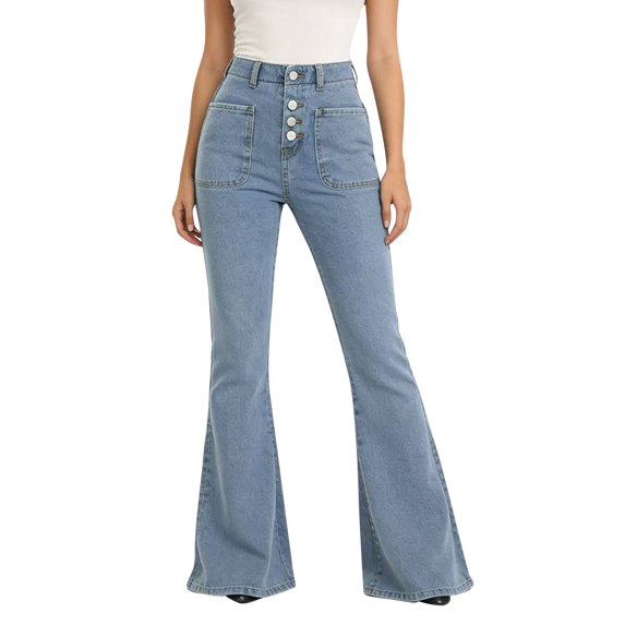Flare Leg Jeans for Women, Audhol Women's Flare Bell Bottom Jeans Mid-High Waisted Stretch Wide Leg Denim Pants Bootcut Jeans for Women Light Blue M