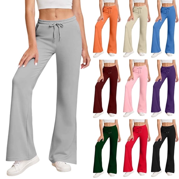 Swuxness Flare Leg Sweatpants for Womens Drawstring Jogger Pants Casual Stretchy with Pockets