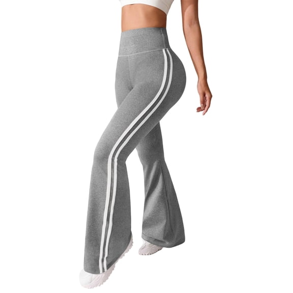 Flare Legging for Women Tummy Control Side Stripe Yoga Pants High Waisted Bell Bottoms Y2k Gym Athletic Track Pants Gray 2XL