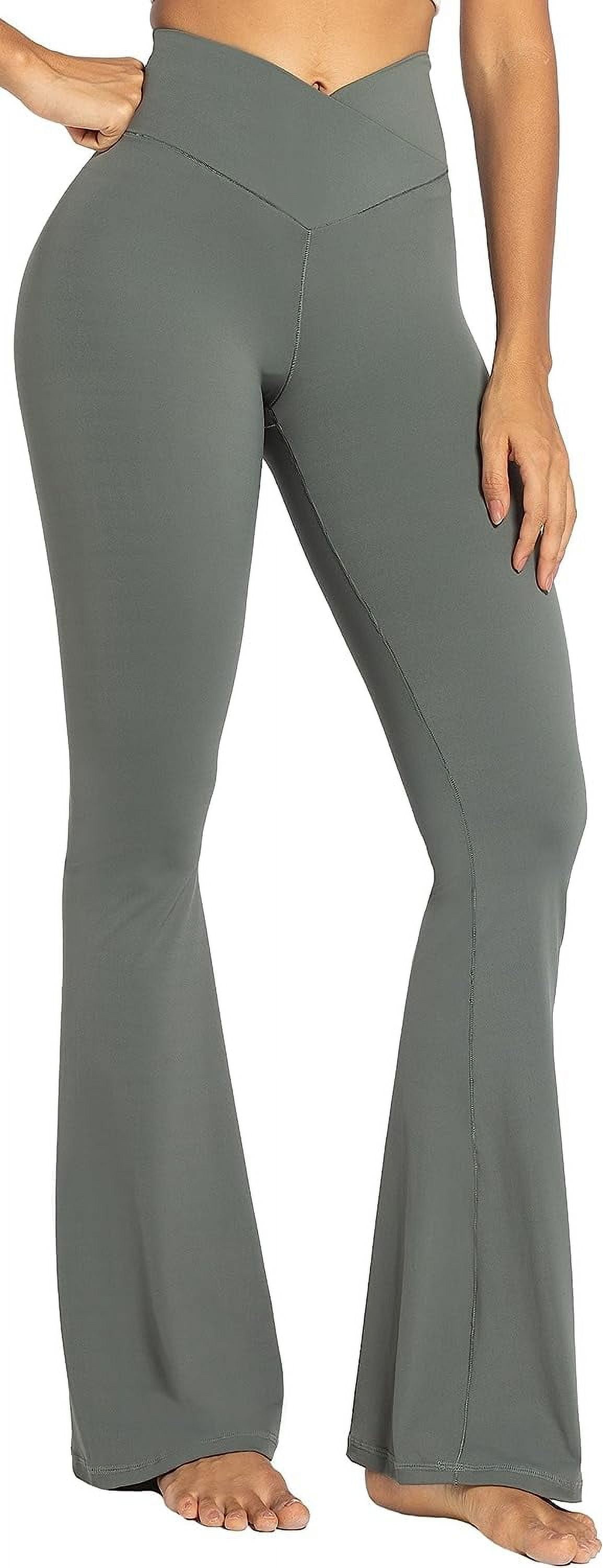 Flare Leggings, Crossover Yoga Pants with Tummy Control, HighWaisted