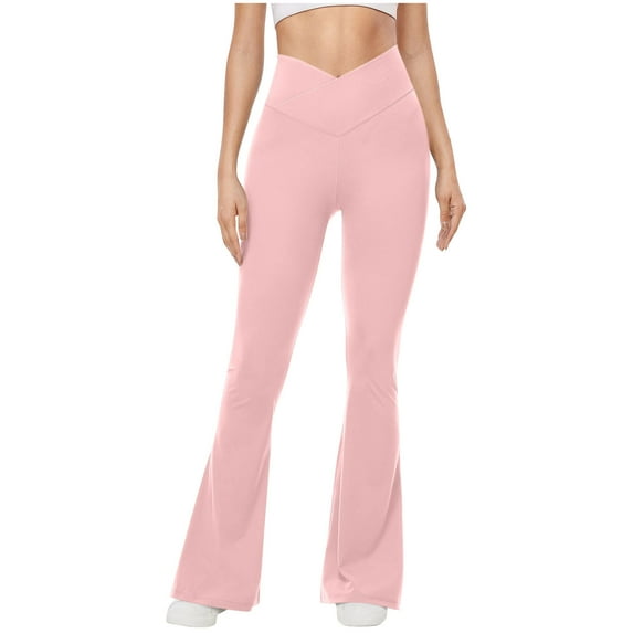 Flare Leggings For Women Sevevn Women Solid Color Waist Yoga Exercise Elastic Yoga Horn Pants