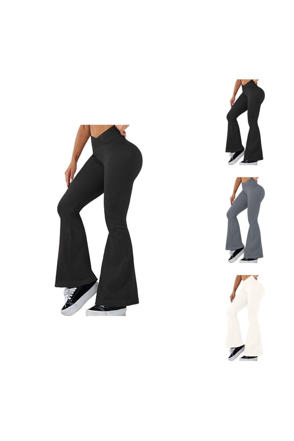 Flare Leggings High Waisted Wide Leg Yoga Pants Comfort Stretch Bootcut Trousers Relaxed Fit Athletic Bottoms for Women Yoga