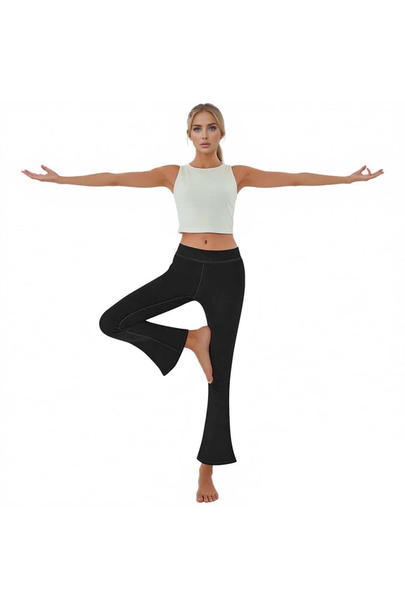 Flare Leggings for Womens Stretchy Slim Fit Leg Pants High Waisted Dance Yoga Flared Leggings Skinny Pull On Work Pants Office Casual Slacks Skinny Jean Leggings