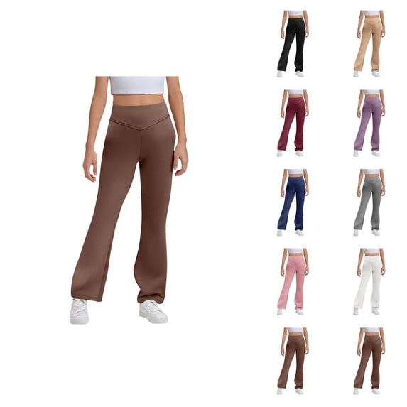 Flare Leggings for Girls 2025 Casual High Waisted Bootcut Bell Bottoms Leggings Yoga Pants Kids Dress Pants