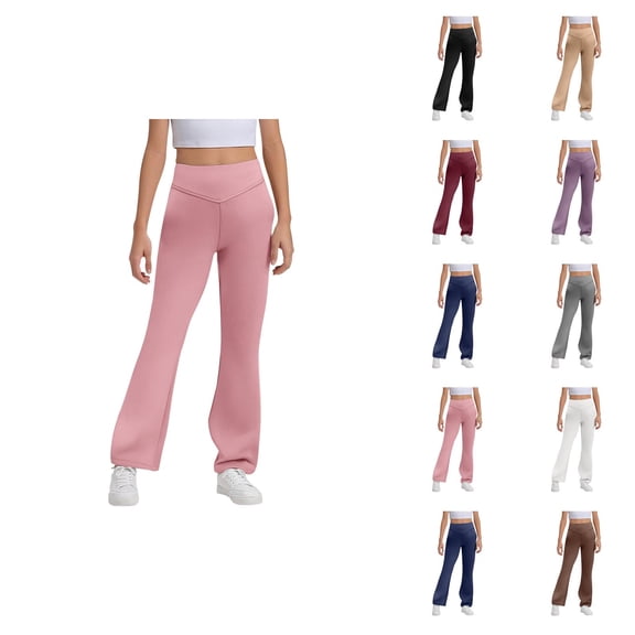 Flare Leggings for Girls 2025 Casual High Waisted Bootcut Bell Bottoms Leggings Yoga Pants Kids Dress Pants