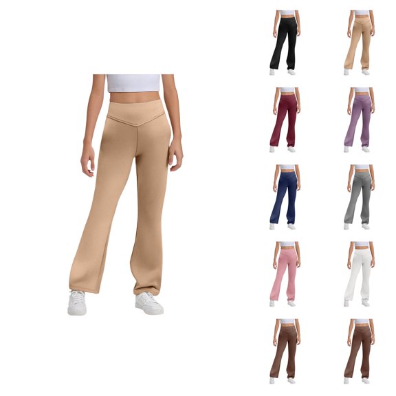 Flare Leggings for Girls 2025 Casual High Waisted Bootcut Bell Bottoms Leggings Yoga Pants Kids Dress Pants