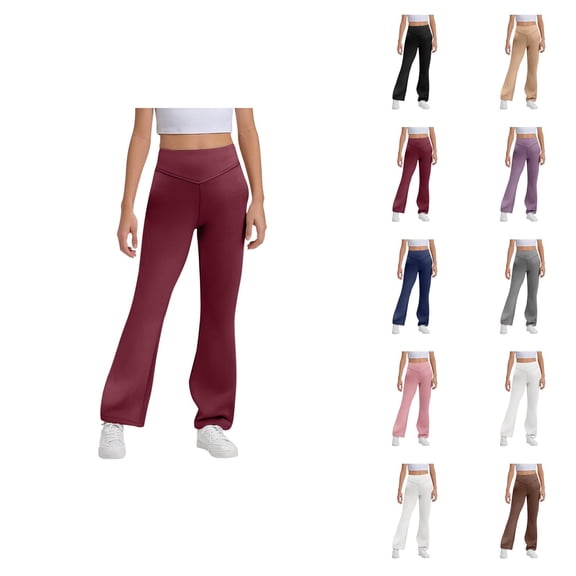 Flare Leggings for Girls 2025 Casual High Waisted Bootcut Bell Bottoms Leggings Yoga Pants Kids Dress Pants