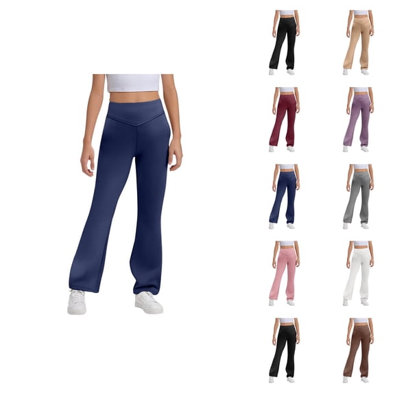 Flare Leggings for Girls 2025 Casual High Waisted Bootcut Bell Bottoms Leggings Yoga Pants Kids Dress Pants