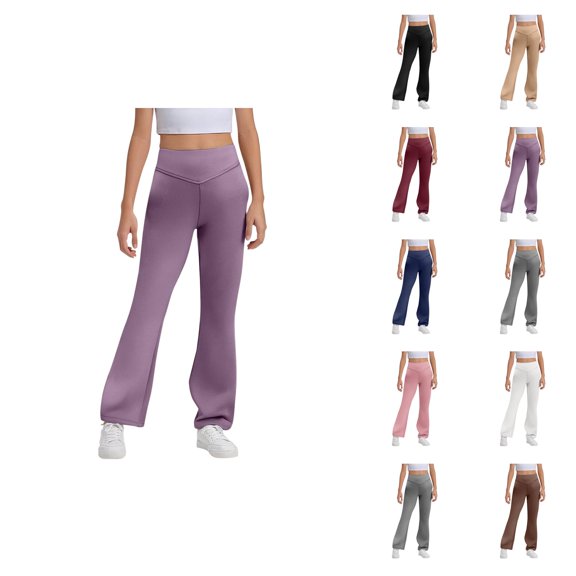 Flare Leggings for Girls 2025 Casual High Waisted Bootcut Bell Bottoms Leggings Yoga Pants Kids Dress Pants