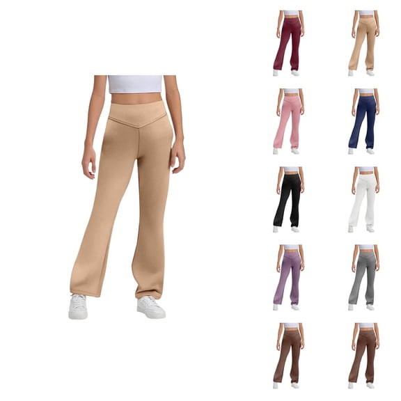 Flare Leggings for Girls 2025 Fashion High Waisted Bootcut Bell Bottoms Leggings Yoga Pants Kids Dress Pants