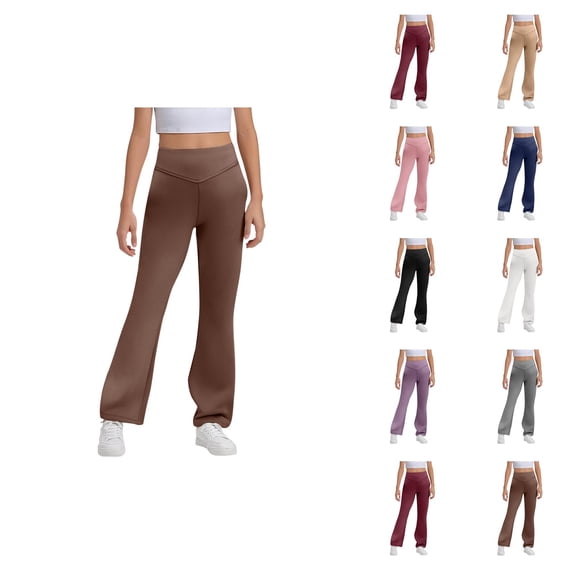 Flare Leggings for Girls 2025 Fashion High Waisted Bootcut Bell Bottoms Leggings Yoga Pants Kids Dress Pants