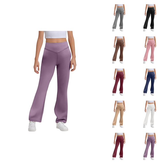 Flare Leggings for Girls 2025 Trendy High Waisted Bootcut Yoga Pants Bell Bottoms Leggings Kids Dress Pants