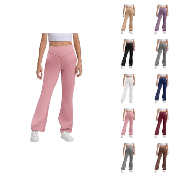 Flare Leggings for Girls 2026 Casual High Waisted Bootcut Uniform Pants Bell Bottoms Leggings Kids Dress Pants