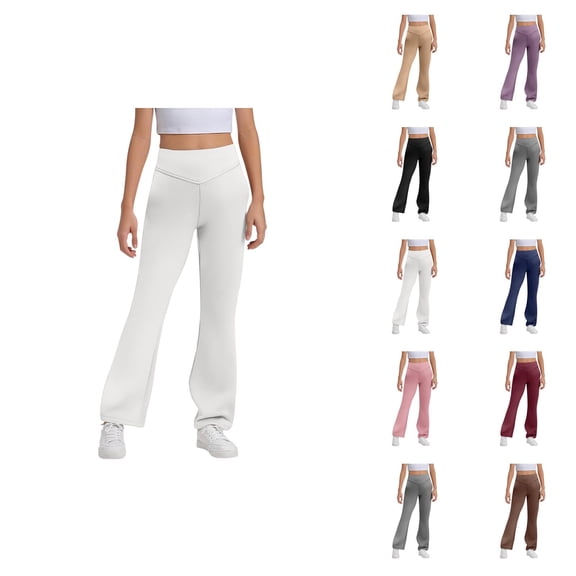 Flare Leggings for Girls 2026 Casual High Waisted Bootcut Uniform Pants Bell Bottoms Leggings Kids Dress Pants