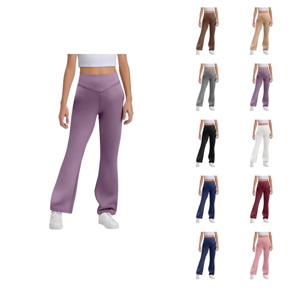 Flare Leggings for Girls 2026 Fashion High Waisted Bootcut Yoga Pants Bell Bottoms Leggings Kids Dress Pants